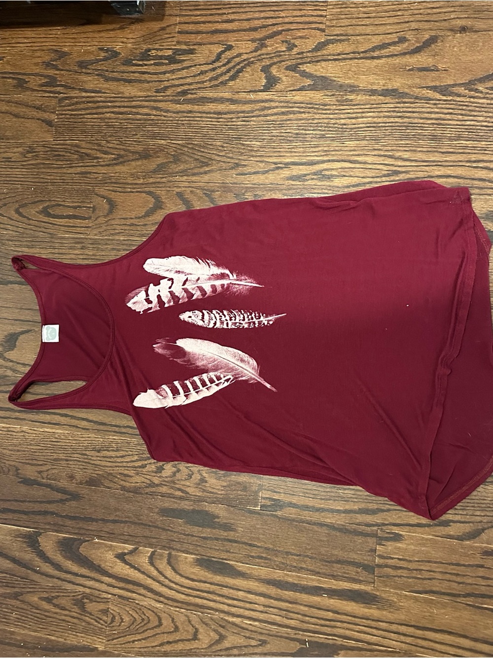 Women's Burgundy Feather Graphic Tank Top